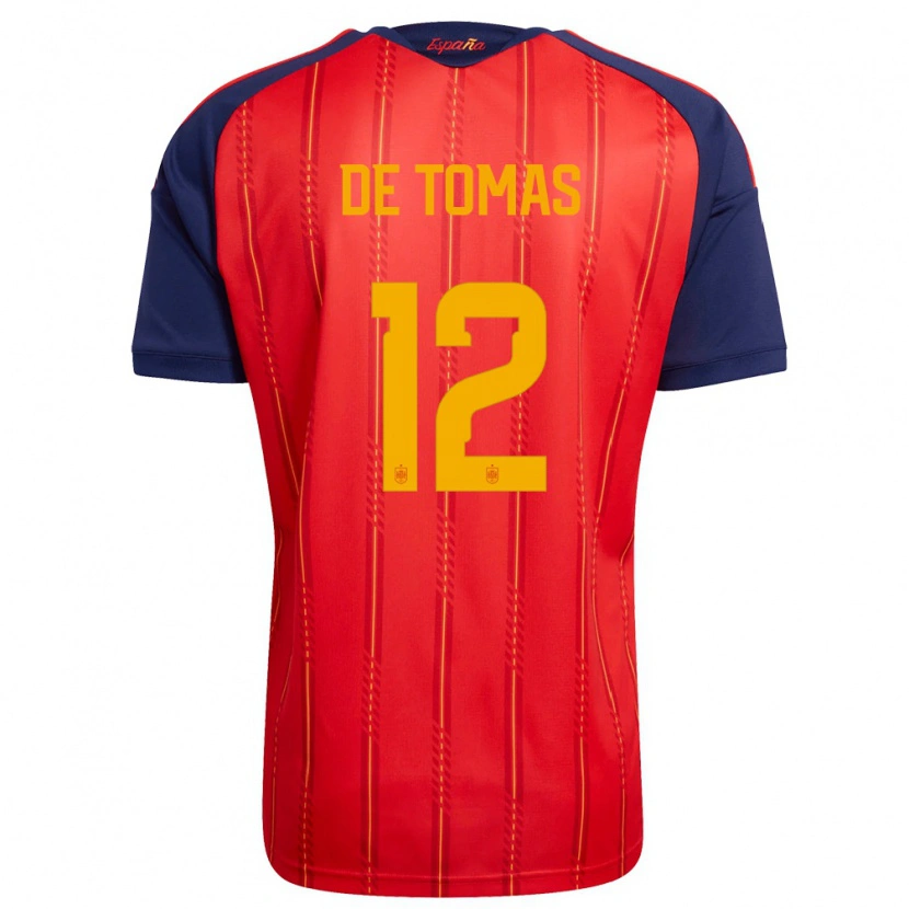 Danxen Niño Camiseta España Raul De Tomas #12 Rojo Marino Amarillo 1ª Equipación 26-28 La Camisa México