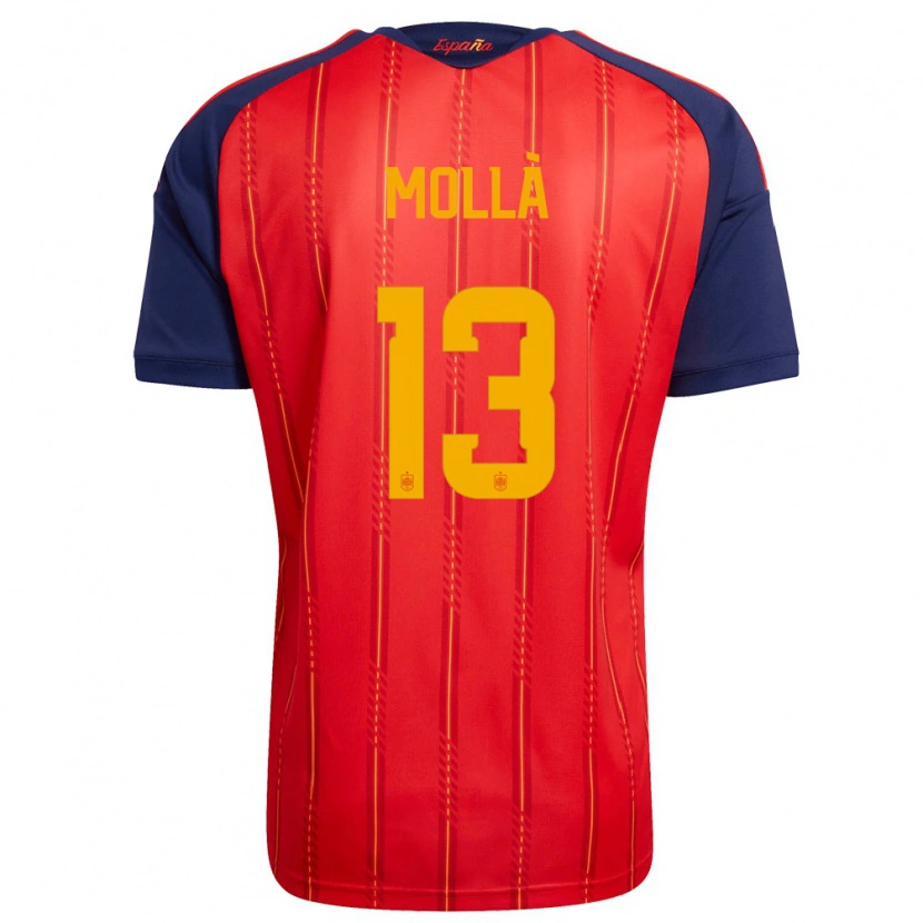 Danxen Niño Camiseta España Pablo Mollà #13 Rojo Marino Amarillo 1ª Equipación 26-28 La Camisa México