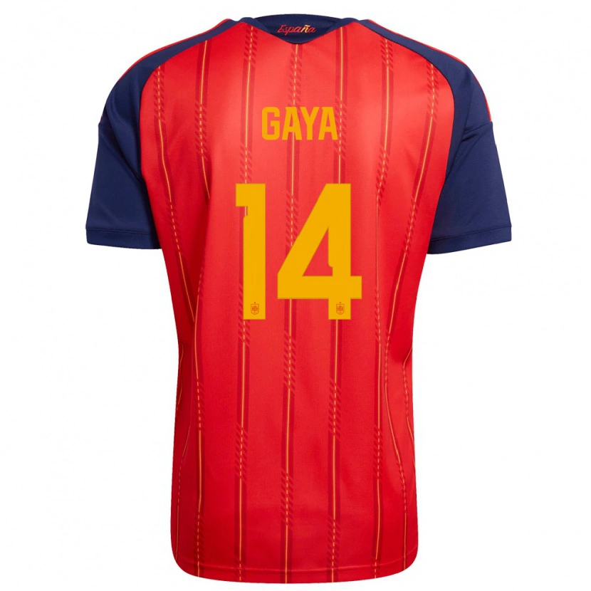 Danxen Niño Camiseta España Jose Gaya #14 Rojo Marino Amarillo 1ª Equipación 26-28 La Camisa México