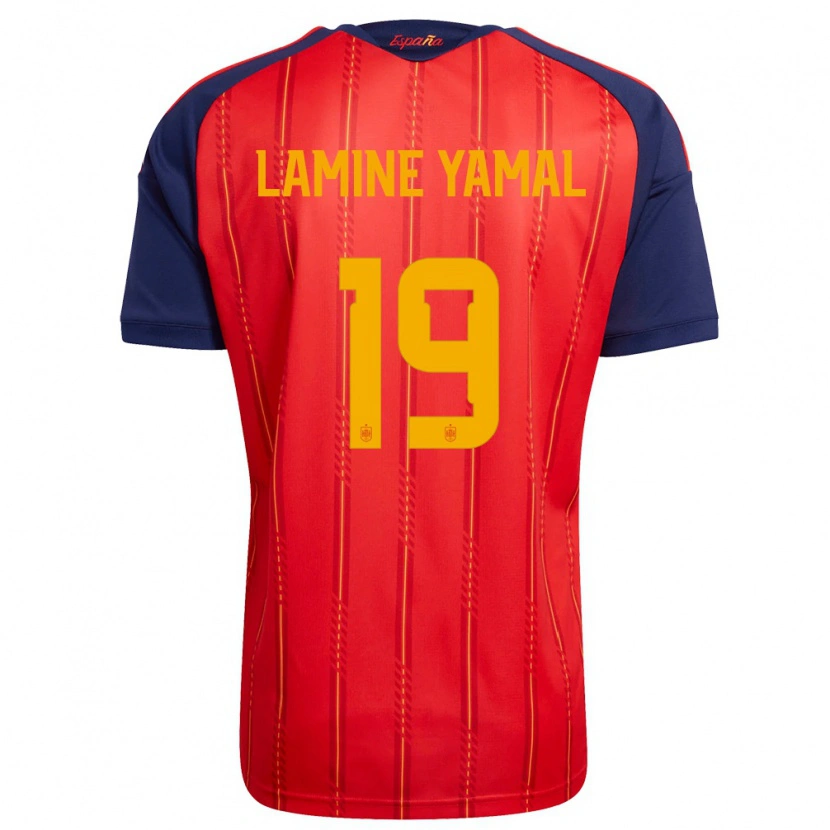 Danxen Niño Camiseta España Lamine Yamal #19 Rojo Marino Amarillo 1ª Equipación 26-28 La Camisa México