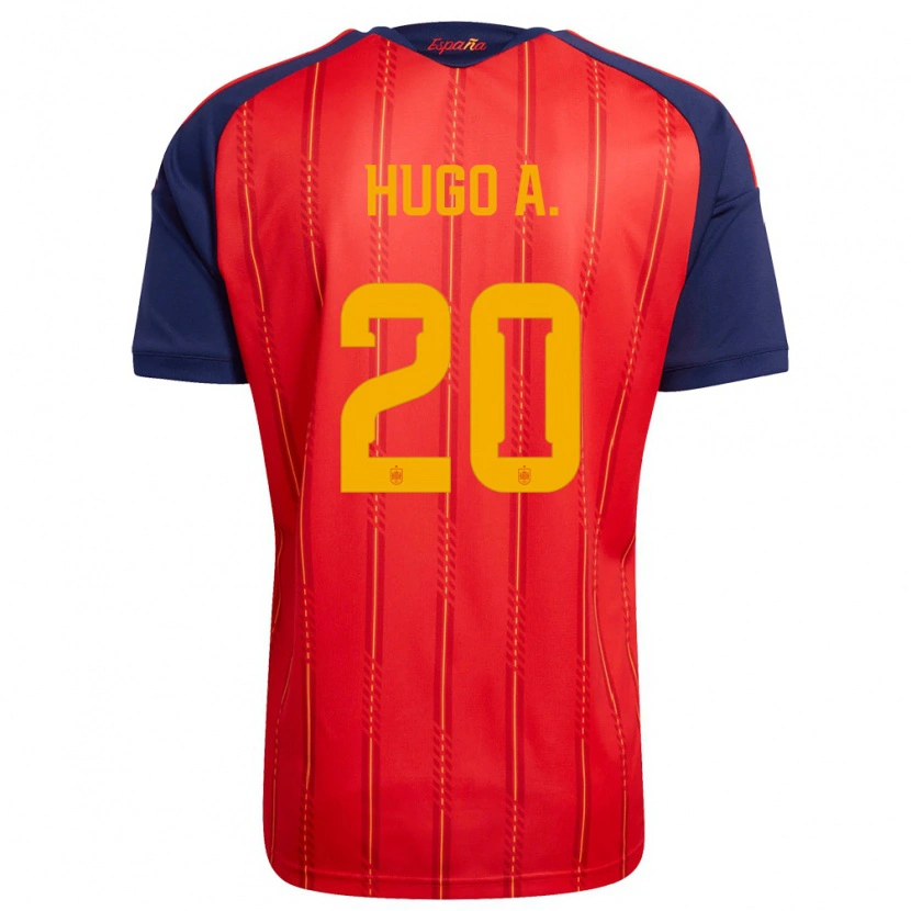 Danxen Niño Camiseta España Hugo Álvarez #20 Rojo Marino Amarillo 1ª Equipación 26-28 La Camisa México