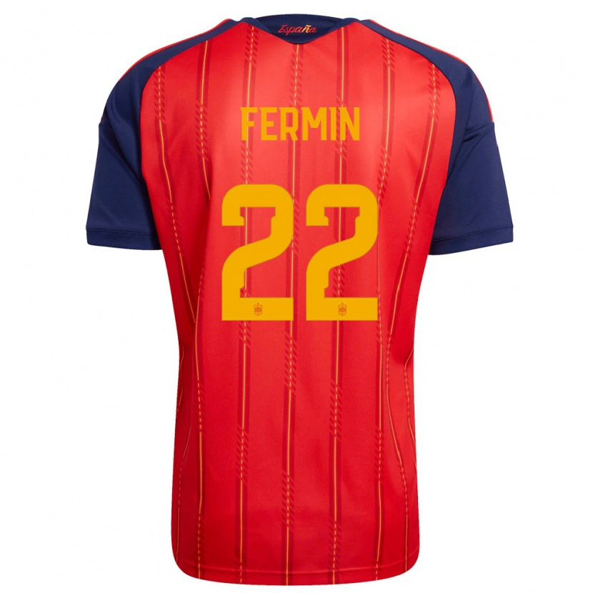 Danxen Niño Camiseta España Fermín López #22 Rojo Marino Amarillo 1ª Equipación 26-28 La Camisa México
