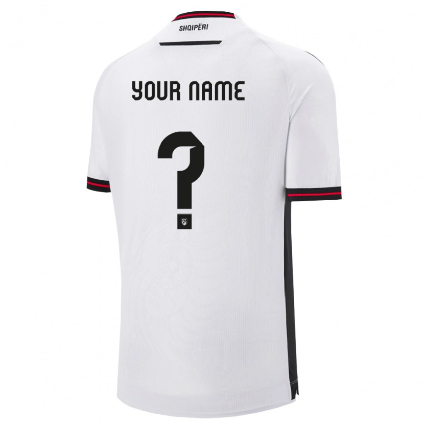 Danxen Niño Camiseta Albania Su Nombre #0 Blanco Negro 2ª Equipación 26-28 La Camisa México