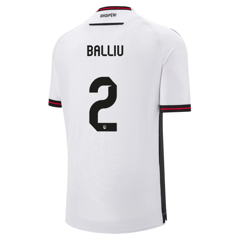 Danxen Niño Camiseta Albania Iván Balliu #2 Blanco Negro 2ª Equipación 26-28 La Camisa México