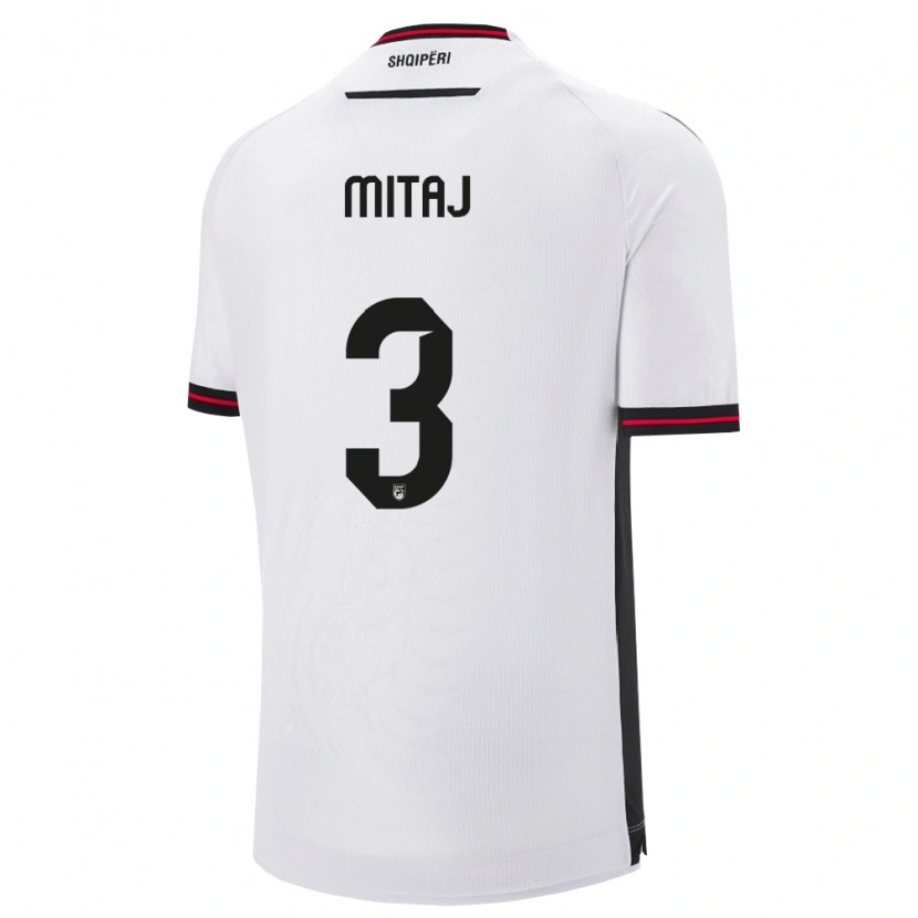Danxen Niño Camiseta Albania Mario Mitaj #3 Blanco Negro 2ª Equipación 26-28 La Camisa México