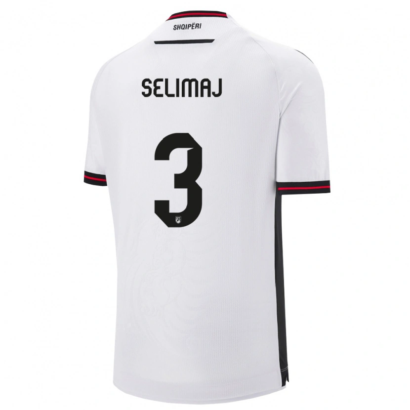 Danxen Niño Camiseta Albania Ermis Selimaj #3 Blanco Negro 2ª Equipación 26-28 La Camisa México