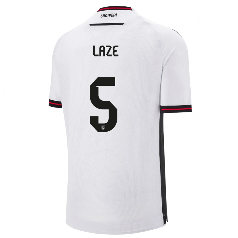 Danxen Niño Camiseta Albania Jetmir Laze #5 Blanco Negro 2ª Equipación 26-28 La Camisa México