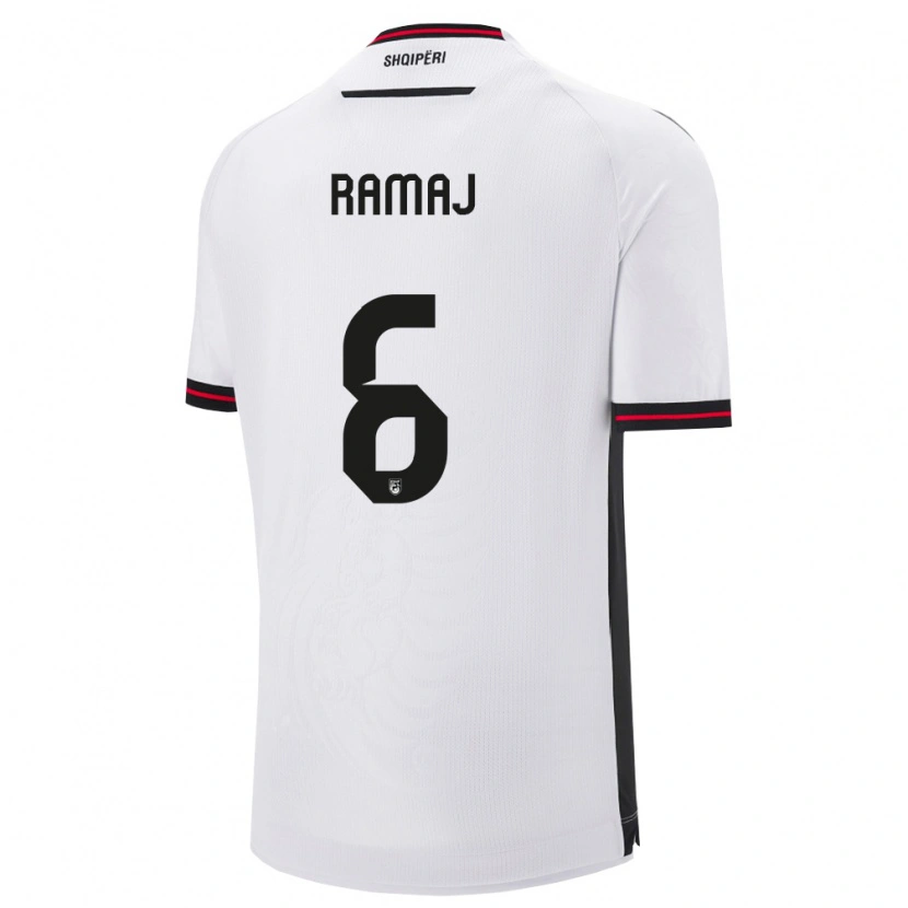 Danxen Niño Camiseta Albania Gabriel Ramaj #6 Blanco Negro 2ª Equipación 26-28 La Camisa México