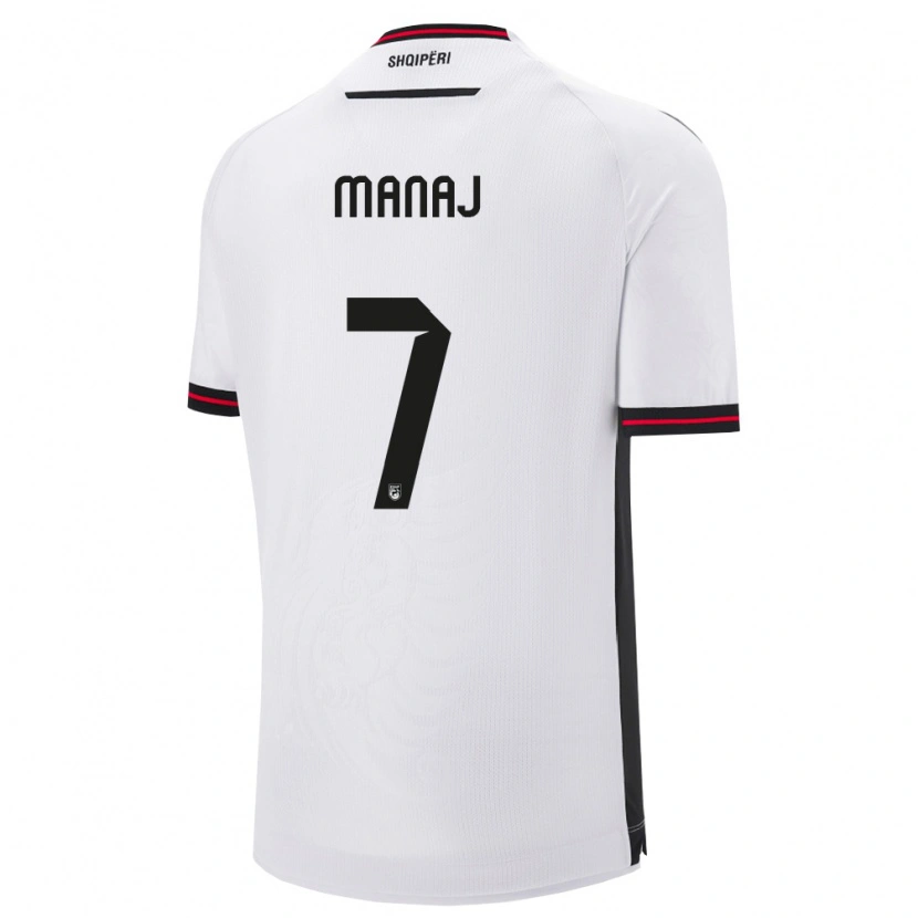 Danxen Niño Camiseta Albania Rey Manaj #7 Blanco Negro 2ª Equipación 26-28 La Camisa México