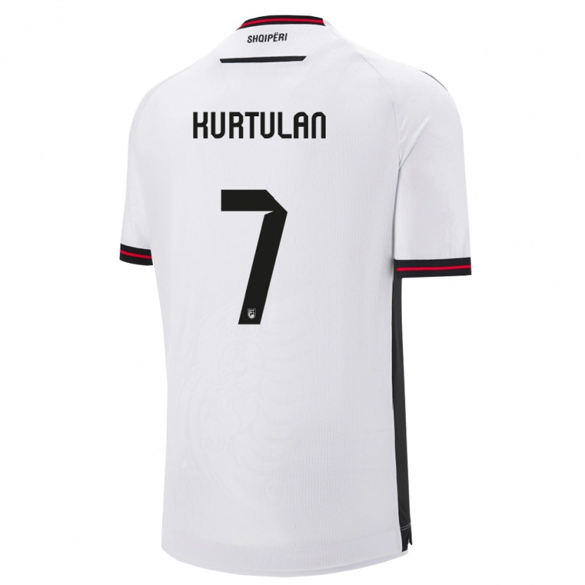 Danxen Niño Camiseta Albania Arda Kurtulan #7 Blanco Negro 2ª Equipación 26-28 La Camisa México