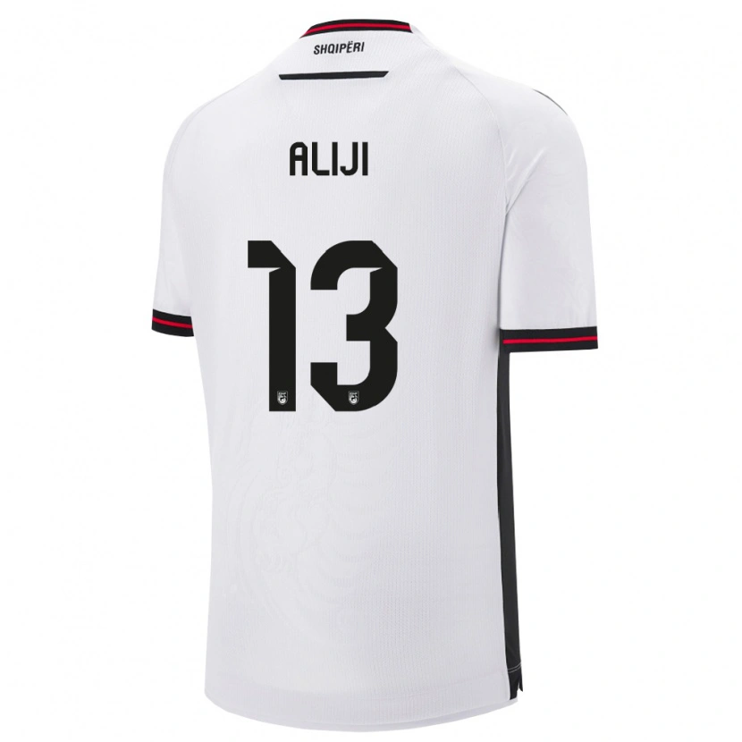 Danxen Niño Camiseta Albania Naser Aliji #13 Blanco Negro 2ª Equipación 26-28 La Camisa México