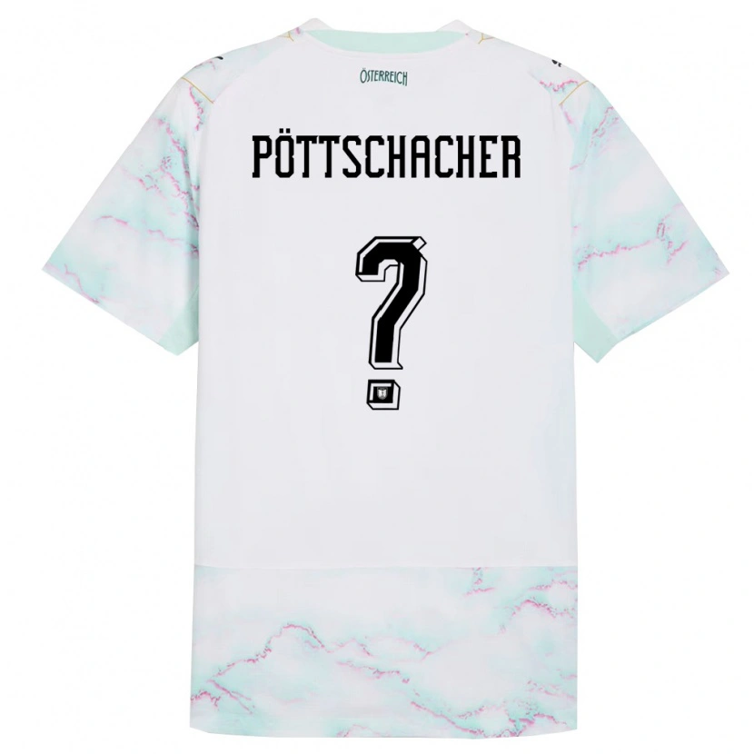 Danxen Niño Camiseta Austria Beni Pöttschacher #0 Blanco Verde Oro 2ª Equipación 26-28 La Camisa México
