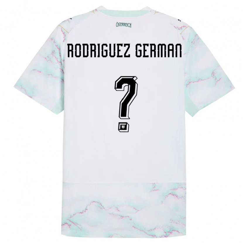 Danxen Niño Camiseta Austria Ryan Rodriguez German #0 Blanco Verde Oro 2ª Equipación 26-28 La Camisa México