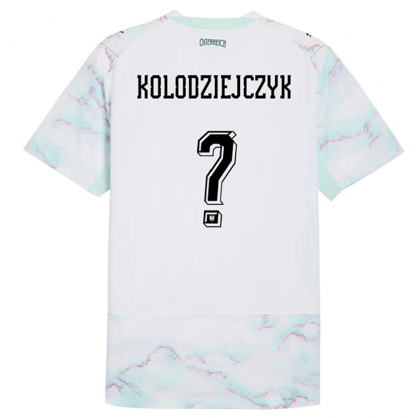 Danxen Niño Camiseta Austria Marek Kolodziejczyk #0 Blanco Verde Oro 2ª Equipación 26-28 La Camisa México