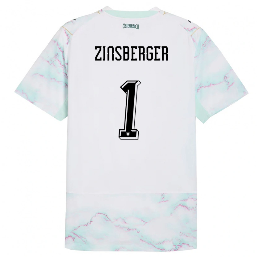 Danxen Niño Camiseta Austria Manuela Zinsberger #1 Blanco Verde Oro 2ª Equipación 26-28 La Camisa México