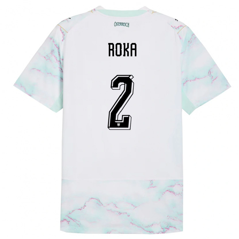 Danxen Niño Camiseta Austria Eaden Roka #2 Blanco Verde Oro 2ª Equipación 26-28 La Camisa México