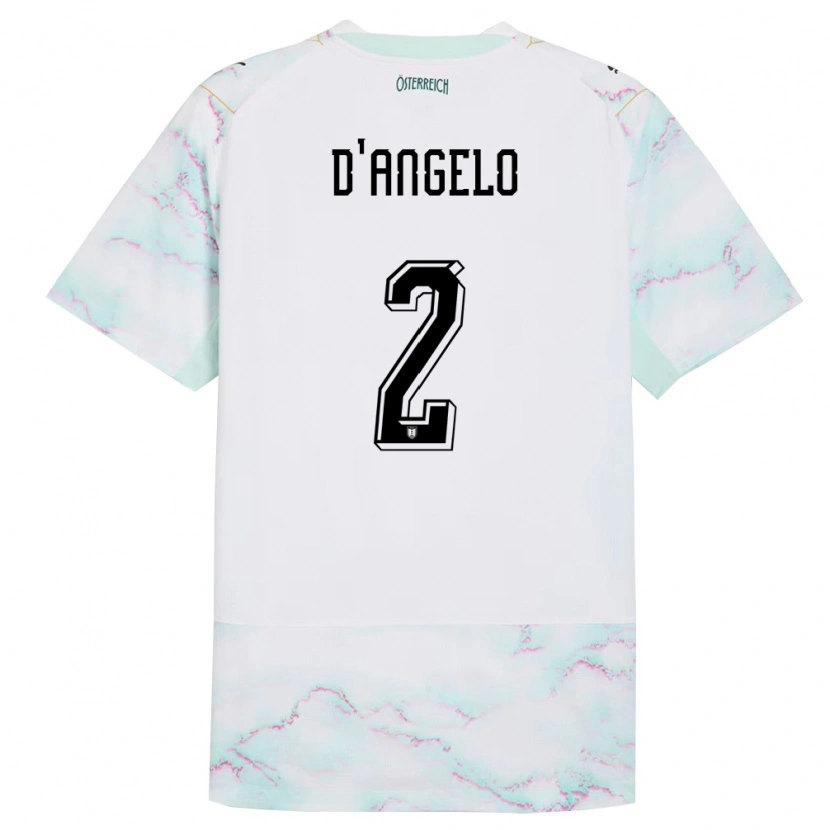 Danxen Niño Camiseta Austria Chiara D’angelo #2 Blanco Verde Oro 2ª Equipación 26-28 La Camisa México