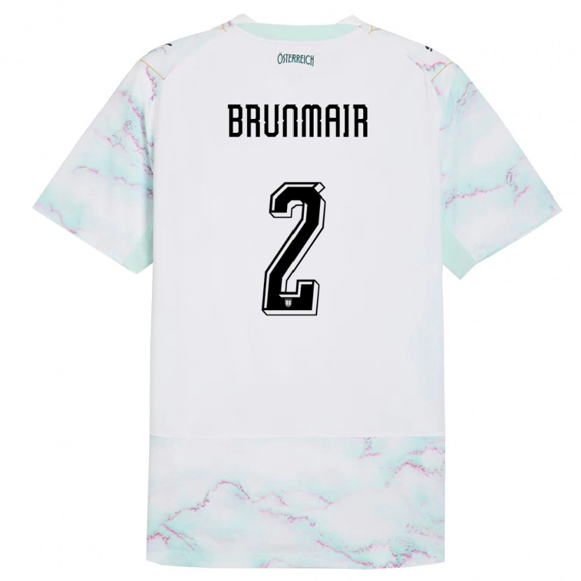 Danxen Niño Camiseta Austria Livia Brunmair #2 Blanco Verde Oro 2ª Equipación 26-28 La Camisa México