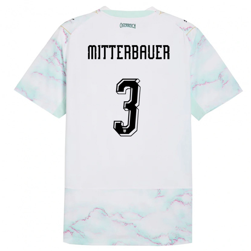 Danxen Niño Camiseta Austria Elias Mitterbauer #3 Blanco Verde Oro 2ª Equipación 26-28 La Camisa México