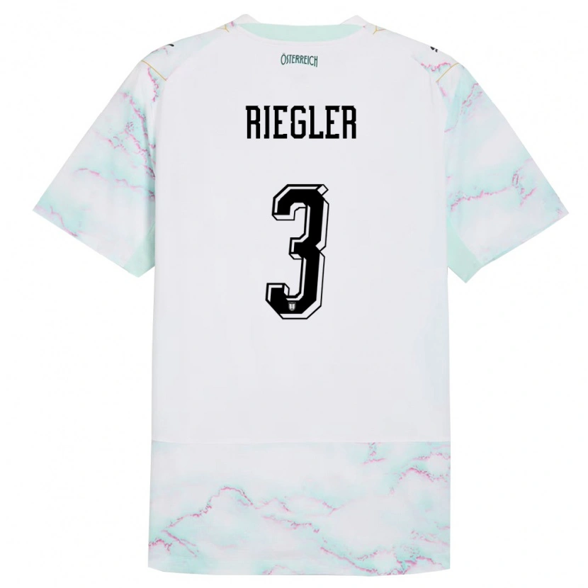 Danxen Niño Camiseta Austria David Riegler #3 Blanco Verde Oro 2ª Equipación 26-28 La Camisa México
