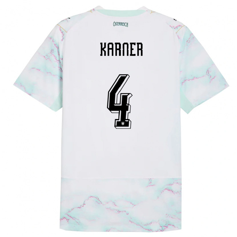 Danxen Niño Camiseta Austria Jan Karner #4 Blanco Verde Oro 2ª Equipación 26-28 La Camisa México