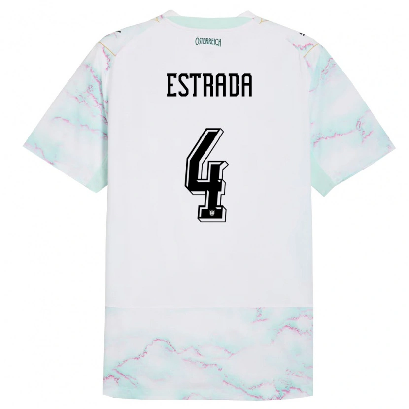 Danxen Niño Camiseta Austria Pascal Estrada #4 Blanco Verde Oro 2ª Equipación 26-28 La Camisa México