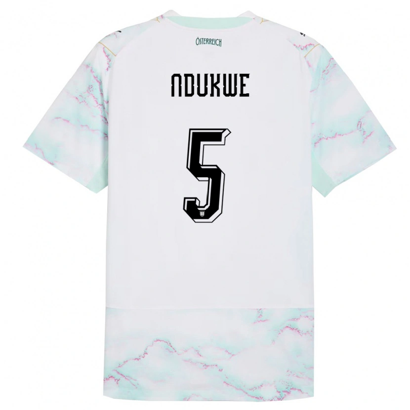 Danxen Niño Camiseta Austria Ifeanyi Ndukwe #5 Blanco Verde Oro 2ª Equipación 26-28 La Camisa México