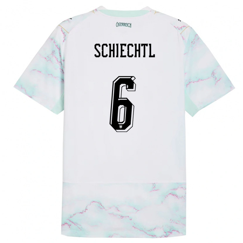Danxen Niño Camiseta Austria Katharina Schiechtl #6 Blanco Verde Oro 2ª Equipación 26-28 La Camisa México