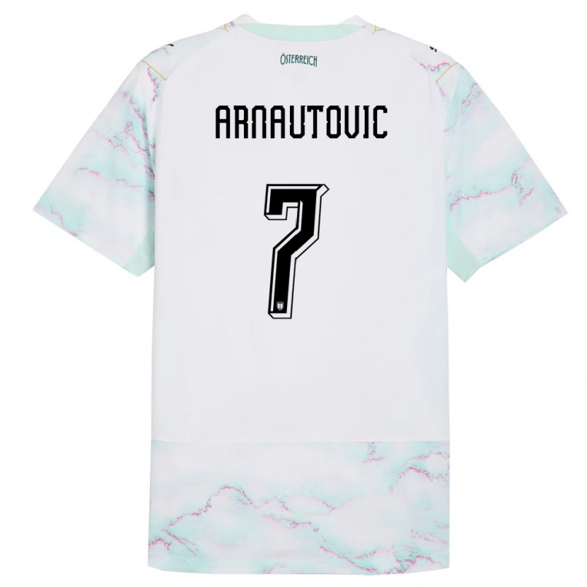 Danxen Niño Camiseta Austria Marko Arnautovic #7 Blanco Verde Oro 2ª Equipación 26-28 La Camisa México