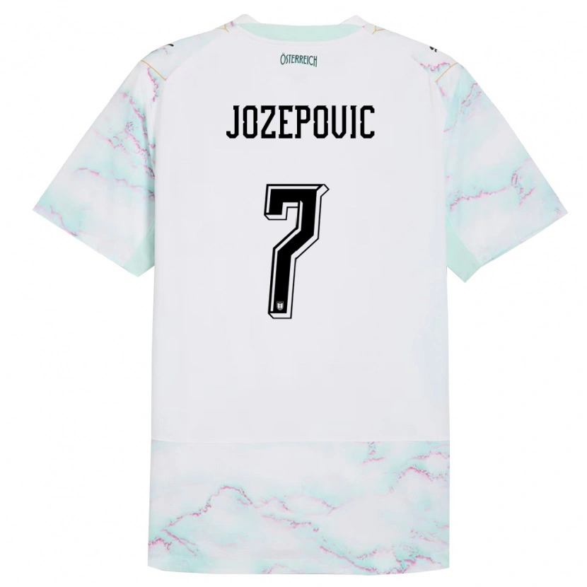 Danxen Niño Camiseta Austria Nicolas Jozepovic #7 Blanco Verde Oro 2ª Equipación 26-28 La Camisa México