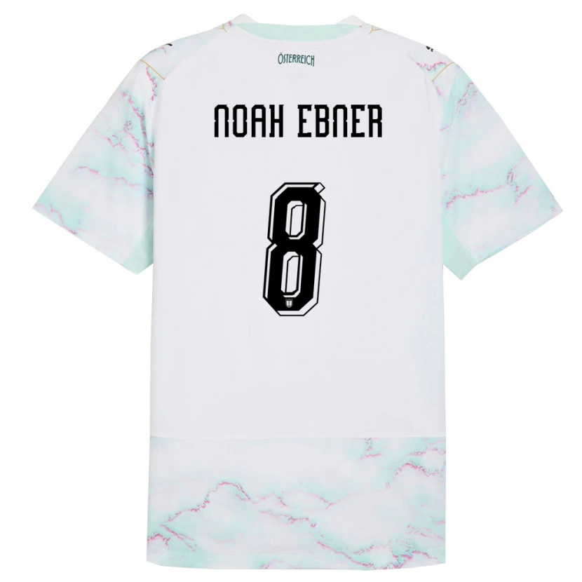 Danxen Niño Camiseta Austria Noah Ebner #8 Blanco Verde Oro 2ª Equipación 26-28 La Camisa México