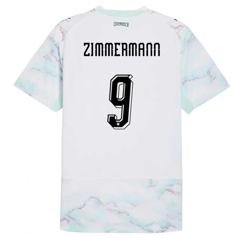 Danxen Niño Camiseta Austria Bernhard Zimmermann #9 Blanco Verde Oro 2ª Equipación 26-28 La Camisa México