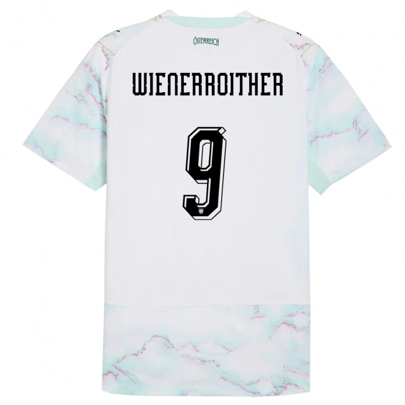 Danxen Niño Camiseta Austria Katja Wienerroither #9 Blanco Verde Oro 2ª Equipación 26-28 La Camisa México