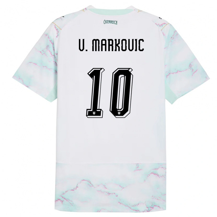 Danxen Niño Camiseta Austria Vasilije Markovic #10 Blanco Verde Oro 2ª Equipación 26-28 La Camisa México