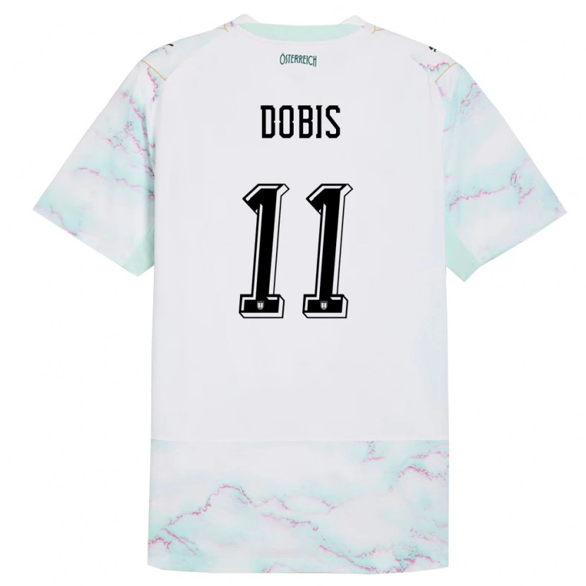 Danxen Niño Camiseta Austria Dominik Dobis #11 Blanco Verde Oro 2ª Equipación 26-28 La Camisa México