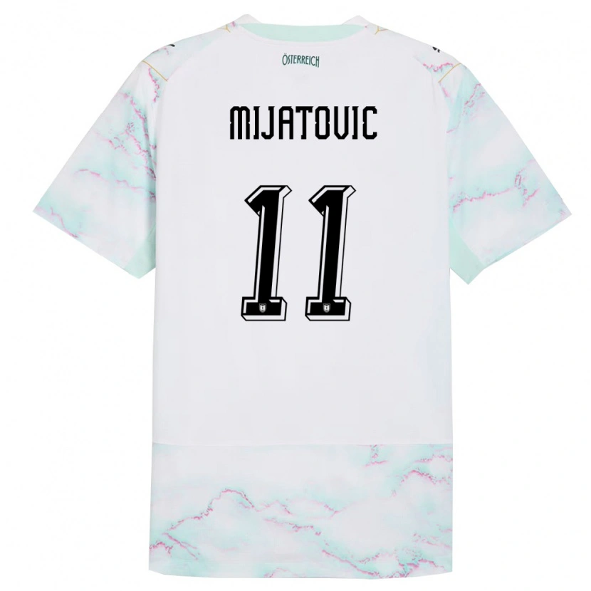 Danxen Niño Camiseta Austria Luca Mijatovic #11 Blanco Verde Oro 2ª Equipación 26-28 La Camisa México