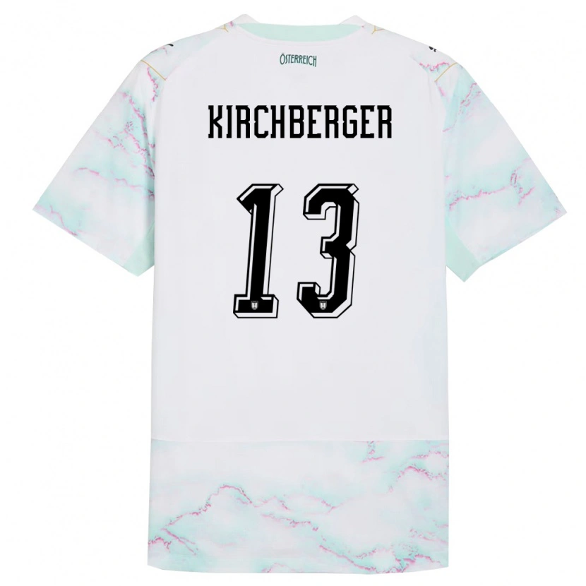Danxen Niño Camiseta Austria Virginia Kirchberger #13 Blanco Verde Oro 2ª Equipación 26-28 La Camisa México