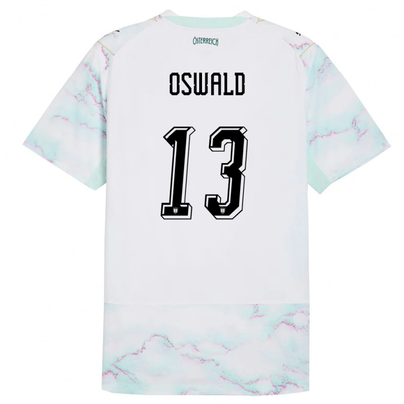 Danxen Niño Camiseta Austria Moritz Oswald #13 Blanco Verde Oro 2ª Equipación 26-28 La Camisa México