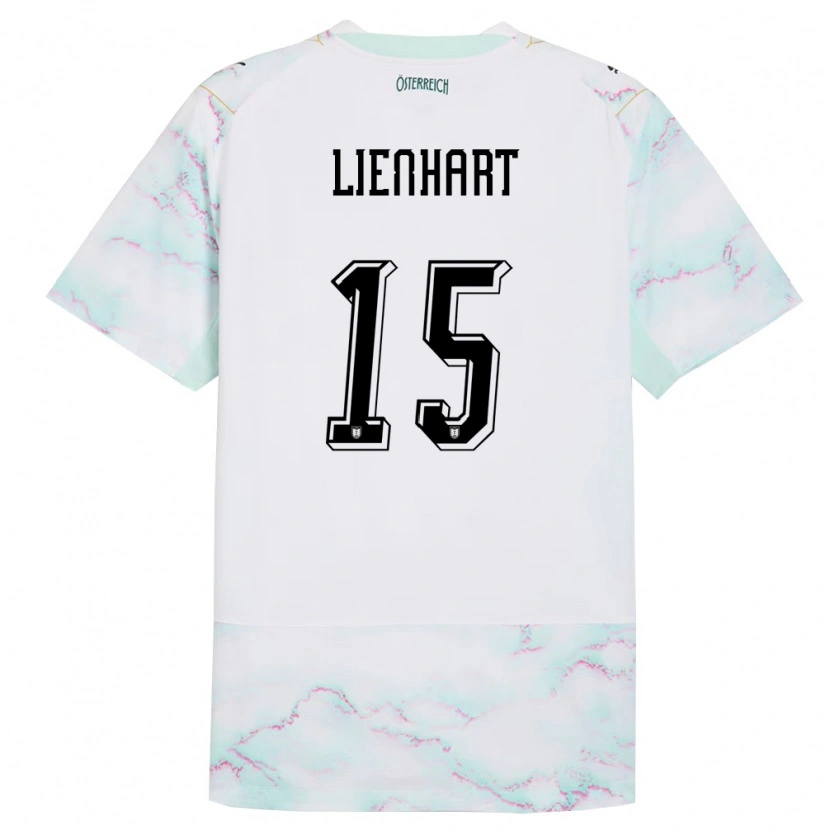 Danxen Niño Camiseta Austria Philipp Lienhart #15 Blanco Verde Oro 2ª Equipación 26-28 La Camisa México
