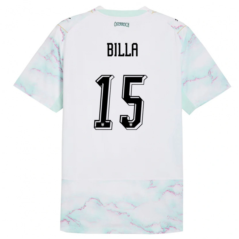 Danxen Niño Camiseta Austria Nicole Billa #15 Blanco Verde Oro 2ª Equipación 26-28 La Camisa México