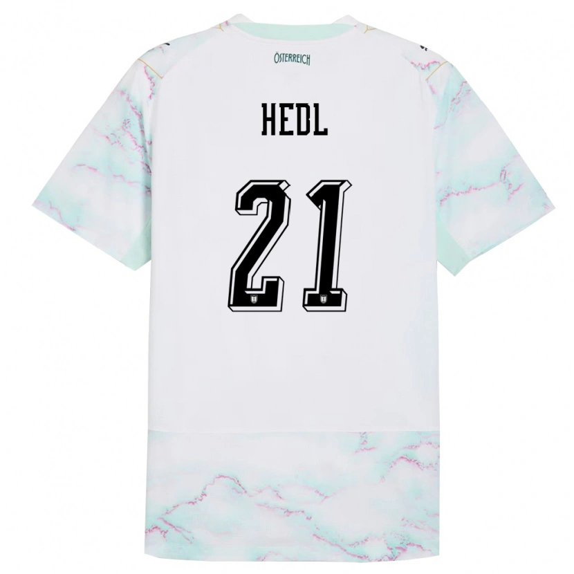 Danxen Niño Camiseta Austria Philip Hedl #21 Blanco Verde Oro 2ª Equipación 26-28 La Camisa México