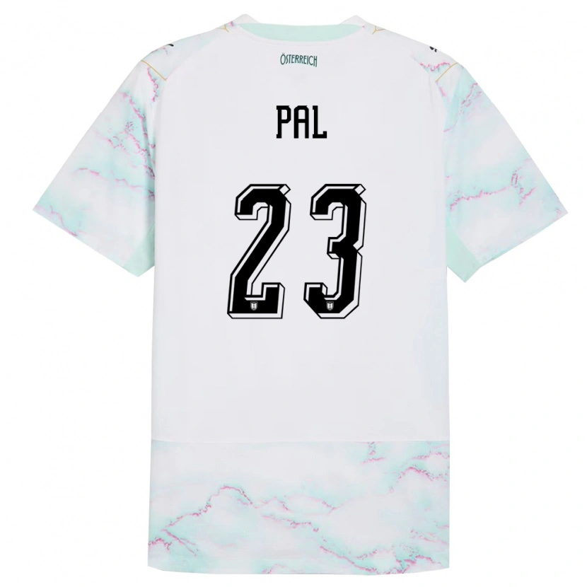 Danxen Niño Camiseta Austria Jasmin Pal #23 Blanco Verde Oro 2ª Equipación 26-28 La Camisa México