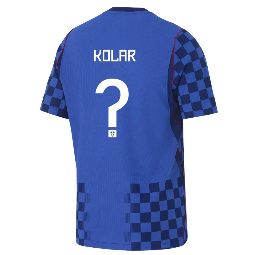 Danxen Niño Camiseta Croacia Teo Kolar #0 Azul Marino Rojo 2ª Equipación 26-28 La Camisa México