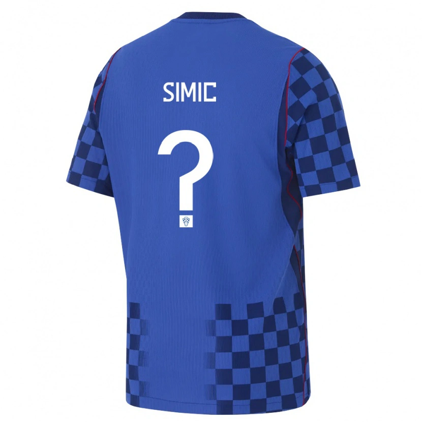 Danxen Niño Camiseta Croacia Nikolas Simic #0 Azul Marino Rojo 2ª Equipación 26-28 La Camisa México