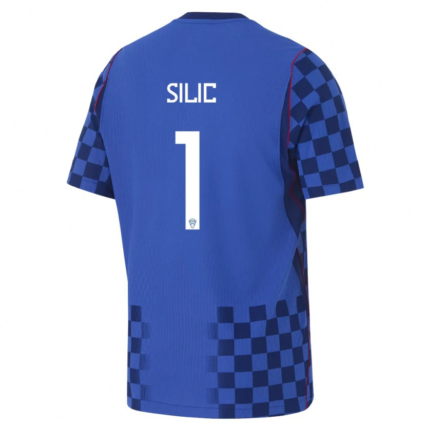 Danxen Niño Camiseta Croacia Toni Silic #1 Azul Marino Rojo 2ª Equipación 26-28 La Camisa México