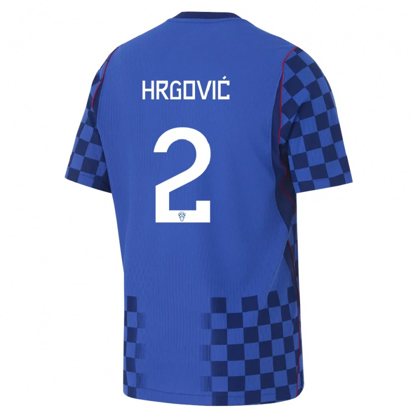 Danxen Niño Camiseta Croacia Simun Hrgovic #2 Azul Marino Rojo 2ª Equipación 26-28 La Camisa México