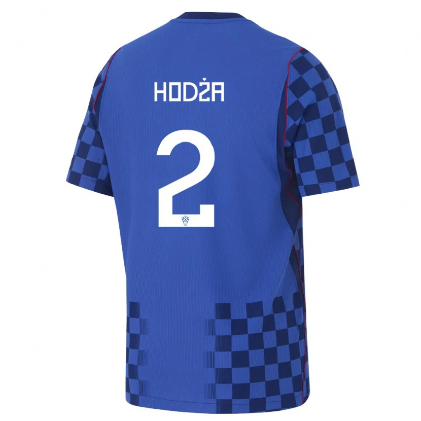 Danxen Niño Camiseta Croacia Veldin Hodza #2 Azul Marino Rojo 2ª Equipación 26-28 La Camisa México
