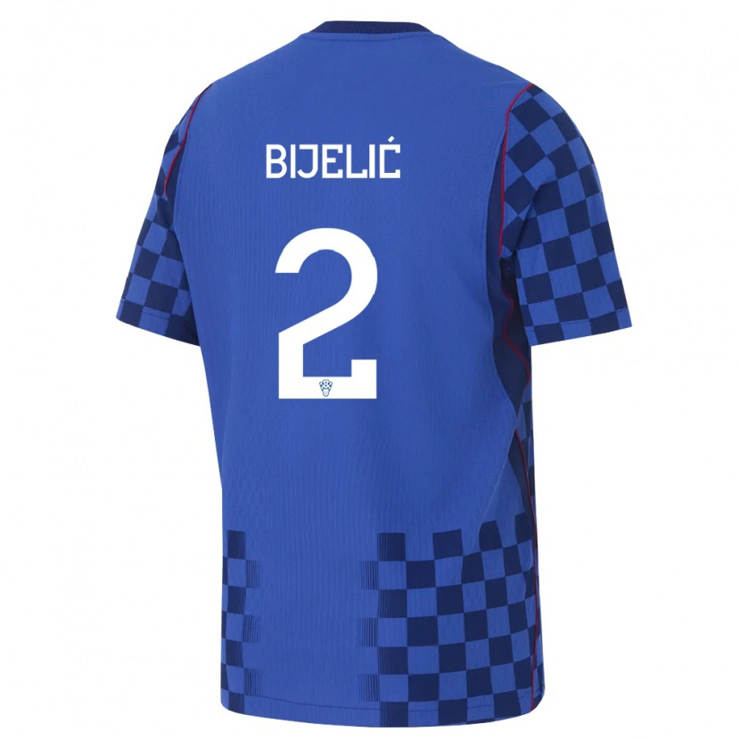 Danxen Niño Camiseta Croacia Dario Bijelic #2 Azul Marino Rojo 2ª Equipación 26-28 La Camisa México