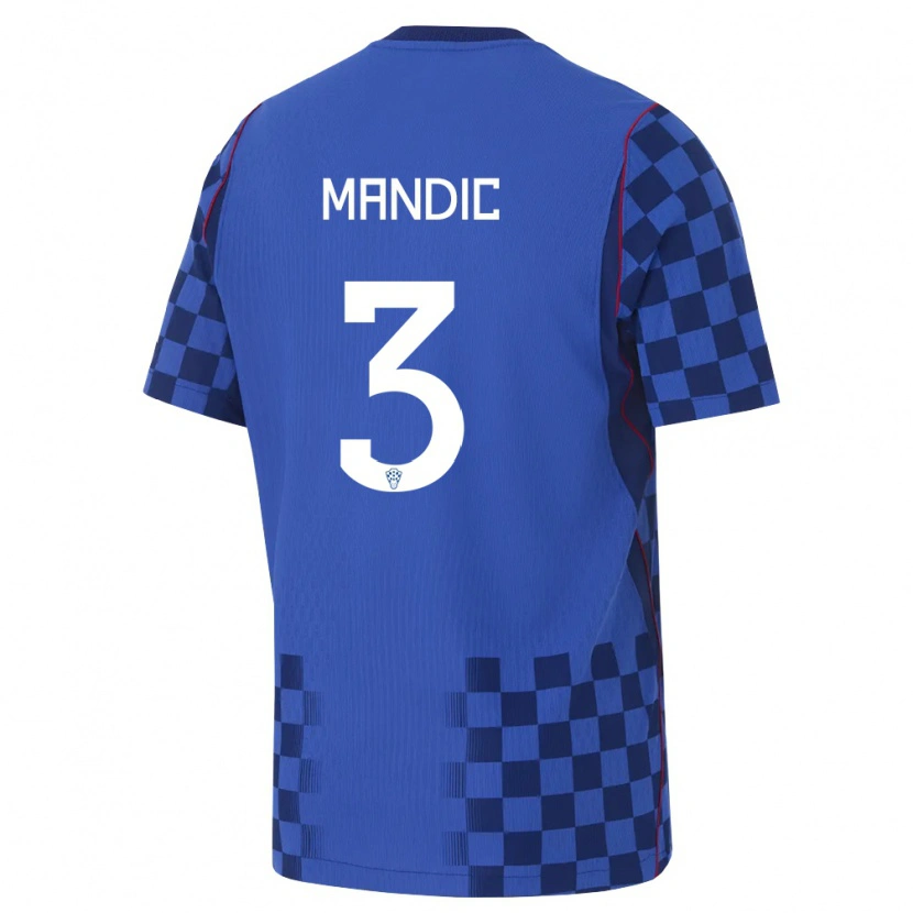 Danxen Niño Camiseta Croacia Kristian Mandic #3 Azul Marino Rojo 2ª Equipación 26-28 La Camisa México