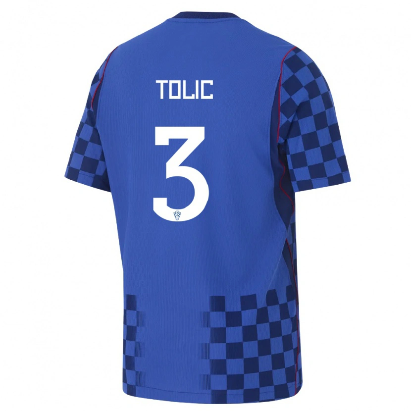 Danxen Niño Camiseta Croacia Filip Tolic #3 Azul Marino Rojo 2ª Equipación 26-28 La Camisa México